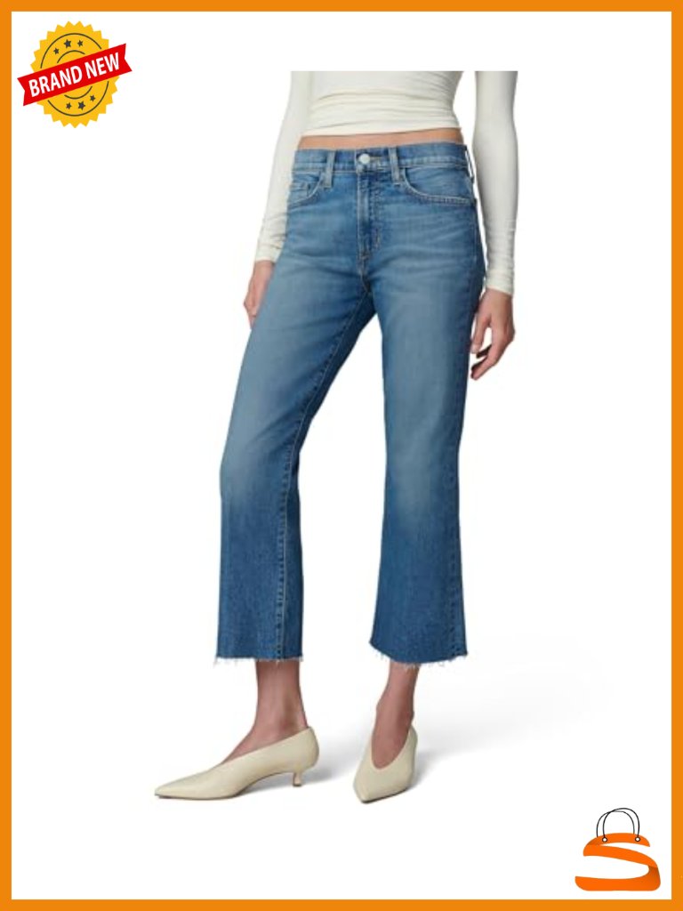 Mid Rise Cropped Bootcut Jeans With Raw Hem